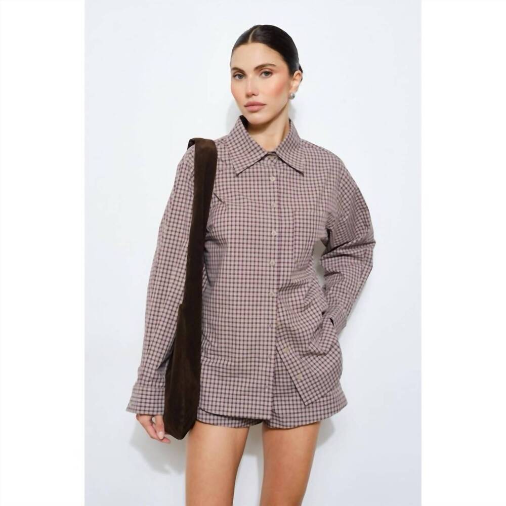 NEW LOUCIA oversized button-down shirt in espresso